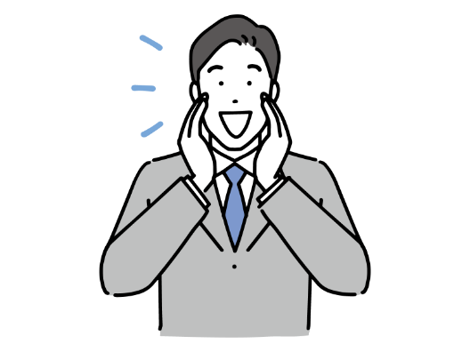 スーツを着て応援する男性のイラスト